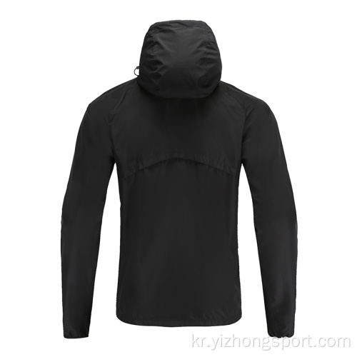 Mens Black Soccer Wear Zip Up Hoodies